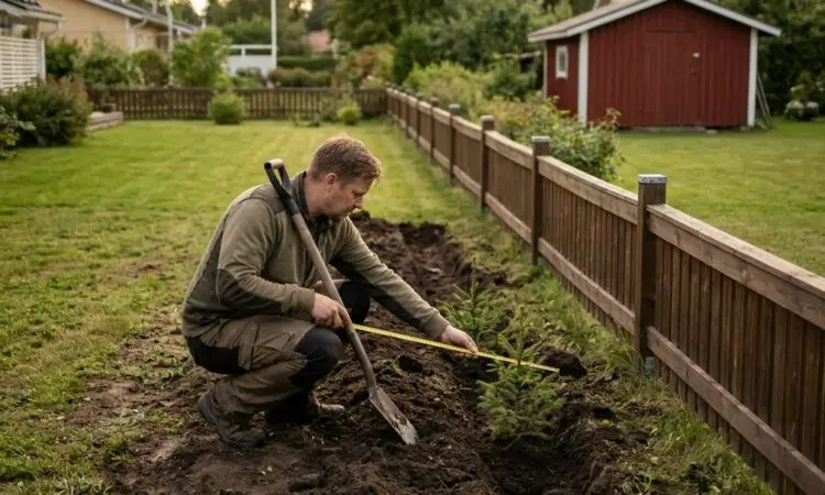 Pensasaidan istutus tontin rajalle